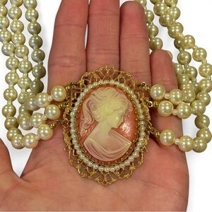 Vtg Miriam Haskell Cameo Necklace